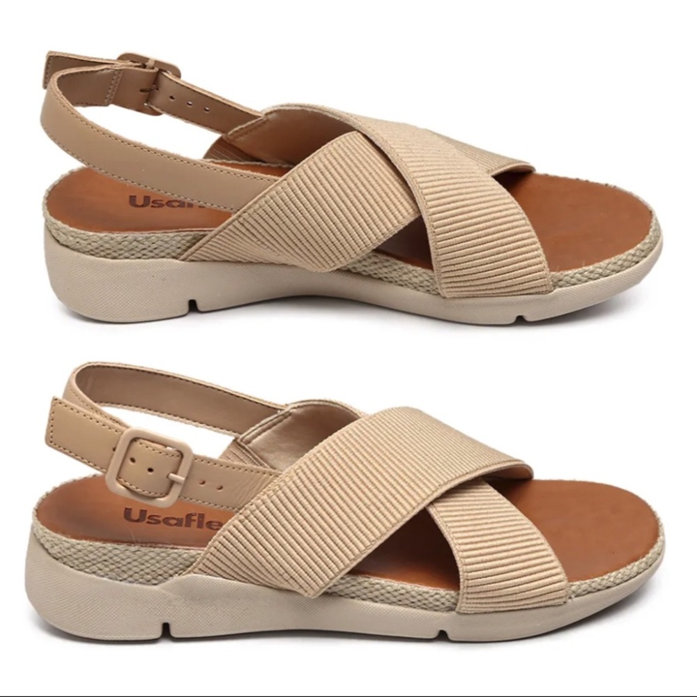 Leather and Cross Strap Sandal